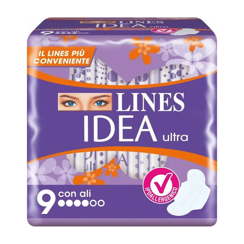 Lines Idea Ultra Tag Binden mit Flügeln, 9 Stück Sparpack, Hypoallergen