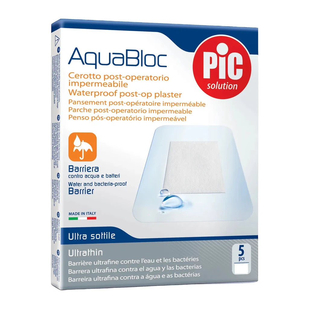 PIC AquaBloc Waterproof Post-Op Plaster 10x12cm, 5 Pcs - Ultrathin Water & Bacteria Barrier