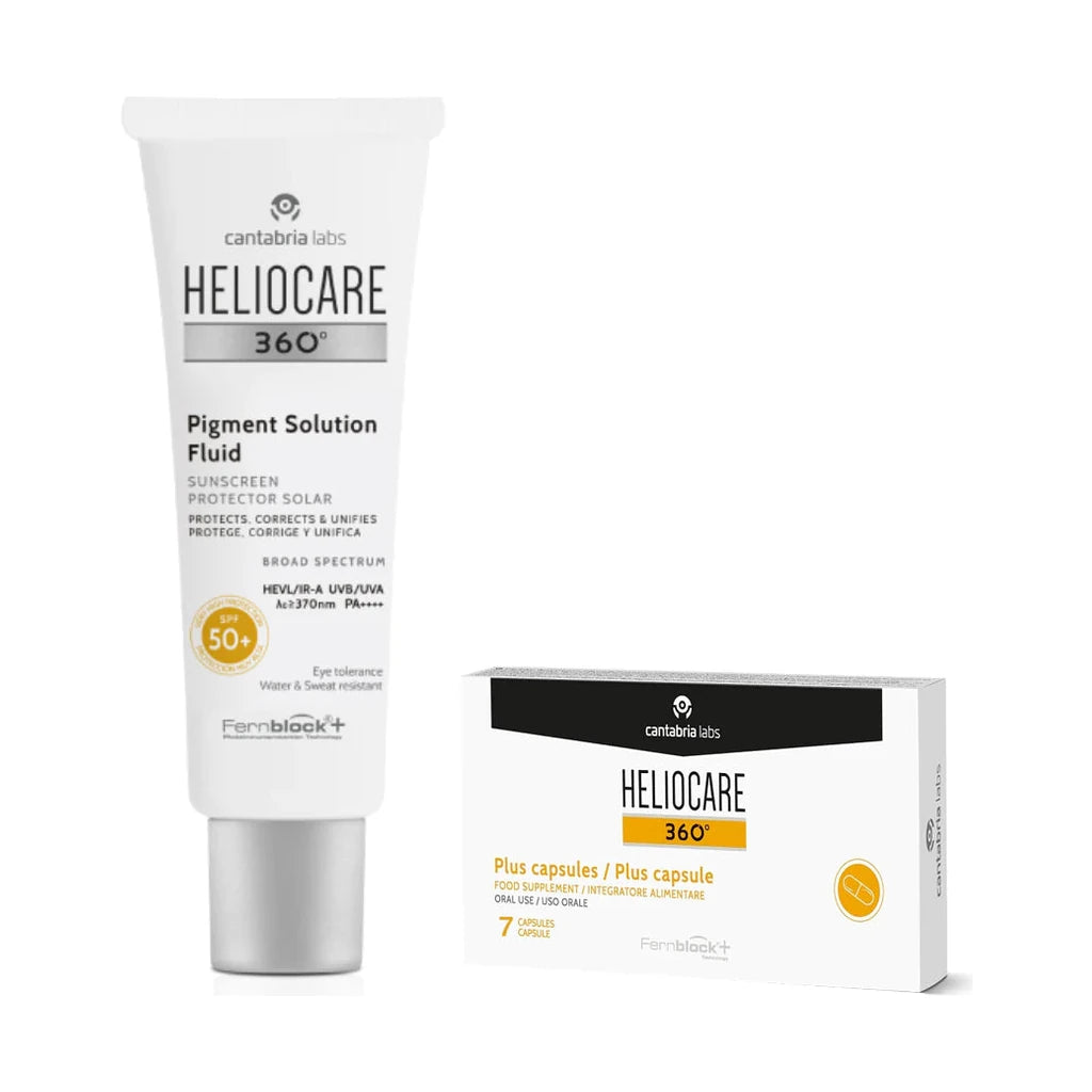Heliocare -Pigmentlösung Fluido + Heliocare plus 7 Kapsel
