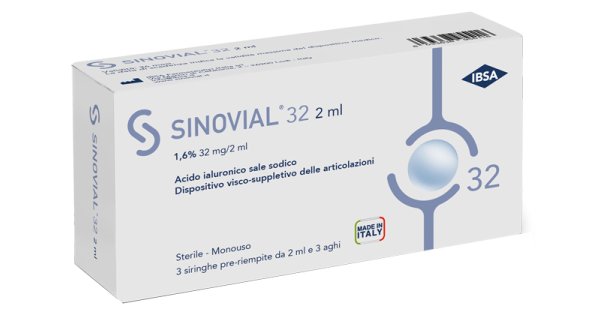 Sinovial 32 2 ml 1,6% 32 mg/2ml 3 Siringhe