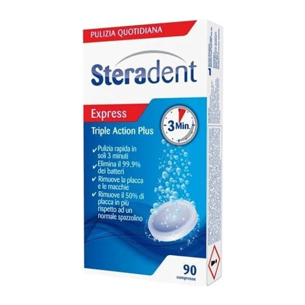 Steradent Express Triple Action Plus 90 Tablets - Deep Clean Denture Cleaner