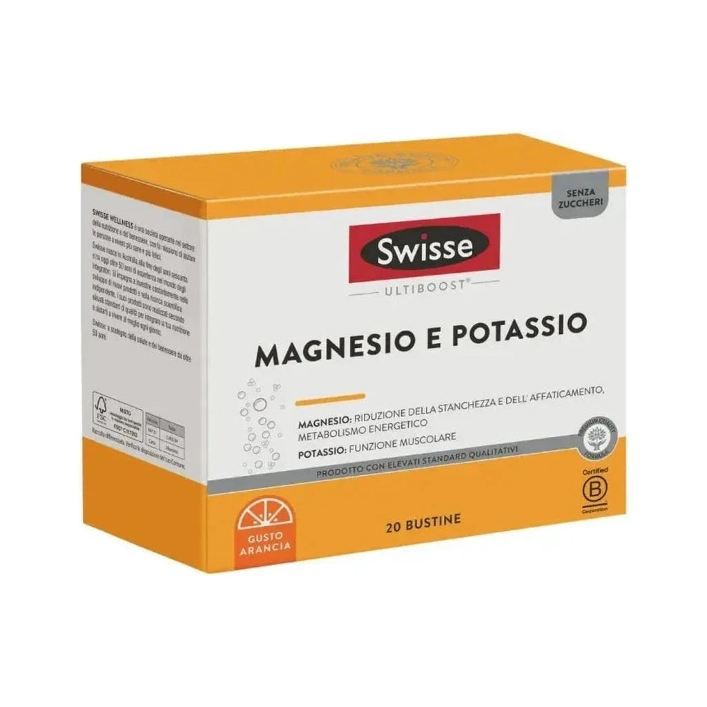 Swisse Magnesium & Potassium Ultiboost 20 Sachets - Orange Flavor | Sugar-Free Supplement