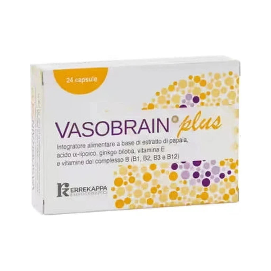 Vasobrain Plus 24 Kapseln | Gedächtnis, Konzentration & Durchblutung | Errekappa
