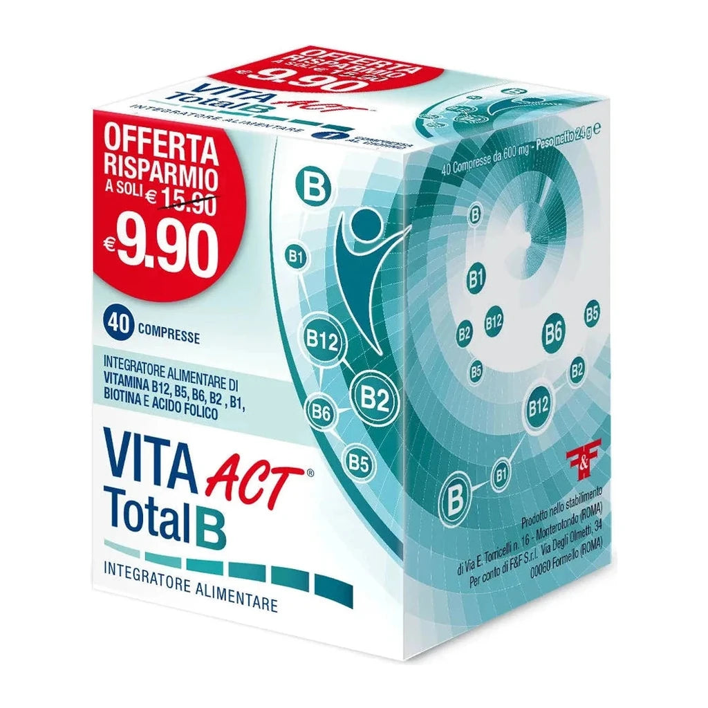 VITA ACT Total B 40 Comprimidos - Suplemento Vitaminas B y Ácido Fólico | F&F Srl