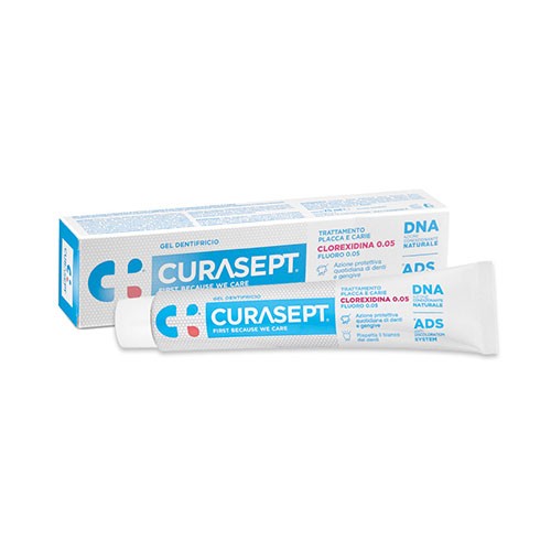 Pasta de dientes de gel Curasepto clorhexidina 0.05 ADS Placa y tratamiento con caries