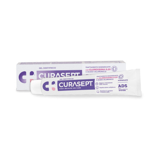 Pasta de dientes de gel Curaseptos para regenerar el tratamiento clorhexidina 0.20 anuncios
