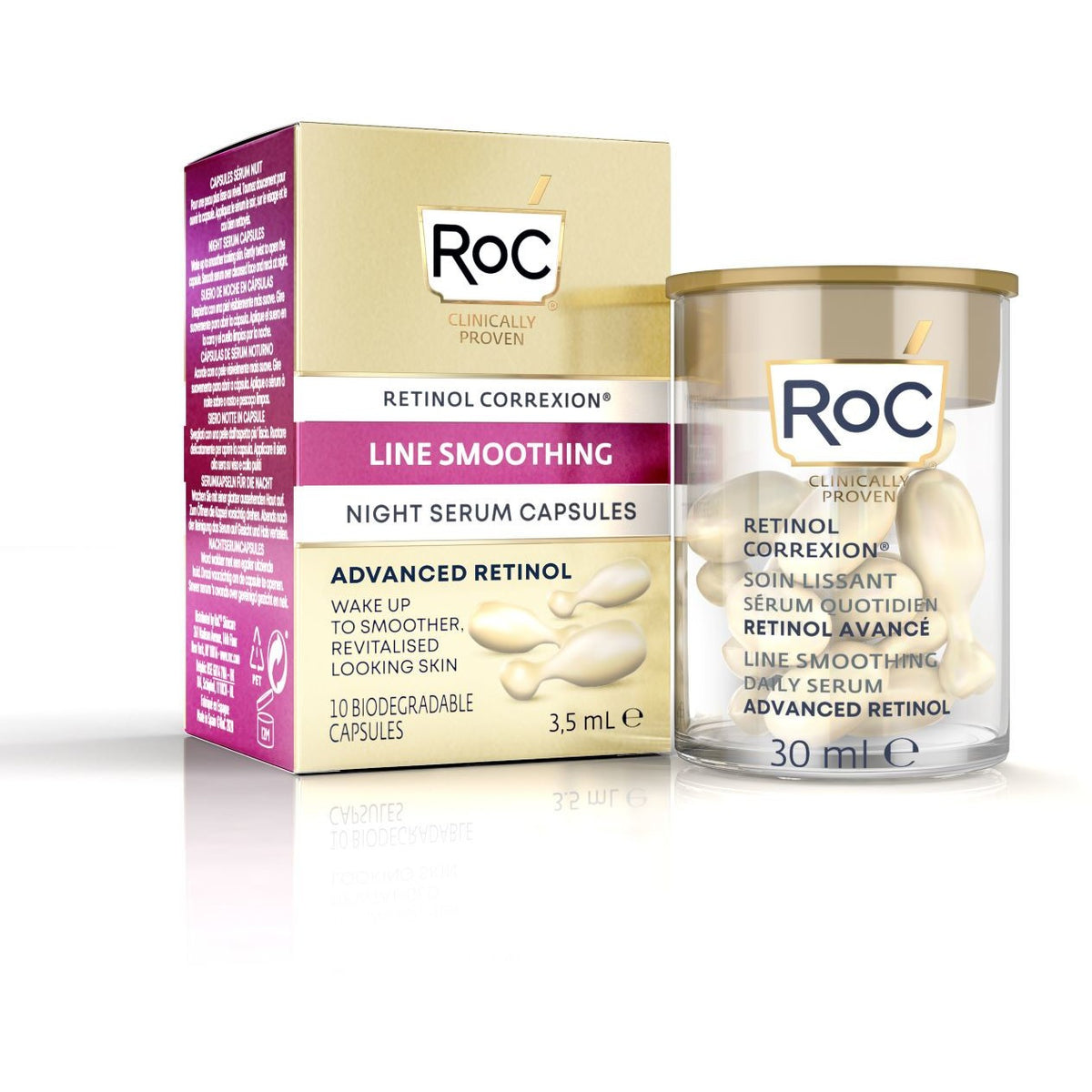 ROC Retinol Correxion Línea suavizante de suave Noche de suero 10 cápsulas